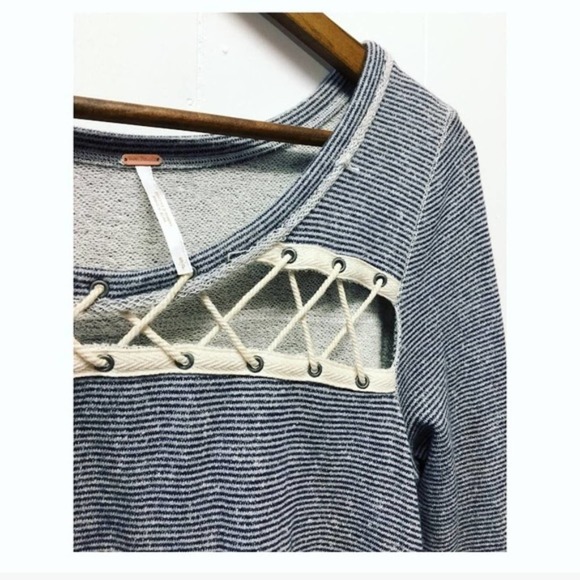 Free People | Laced Chest Long Sleeve Top Striped - Picture 6 of 8